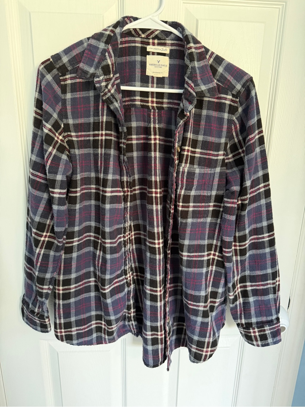 American Eagle Ahhmazingly Soft Flannel Button Up Shirt Boyfriend Fit